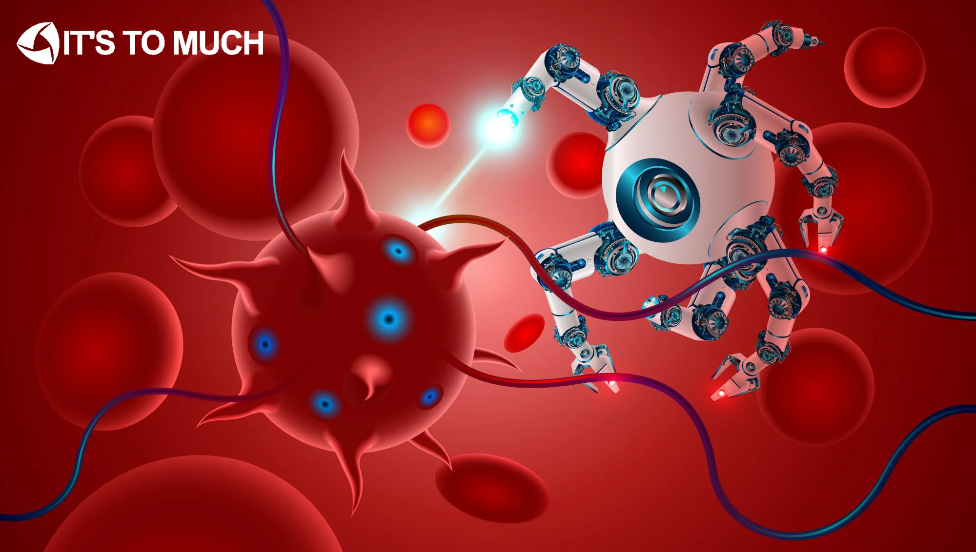 Tiny robots navigating blood vessels